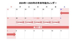 2024～2025年の年末年始休暇はいつからいつまで？